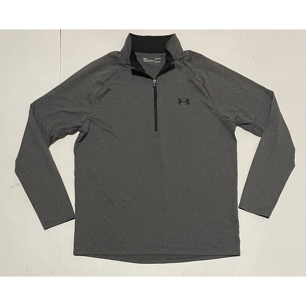 Under Armour HeatGear 1/4 Zip Pullover Men's Large Gray Long Sleeve Athletic